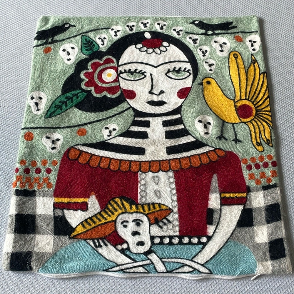 Quarter Moon Bazaar Frida Embroidered Bohemian Pillow Cover